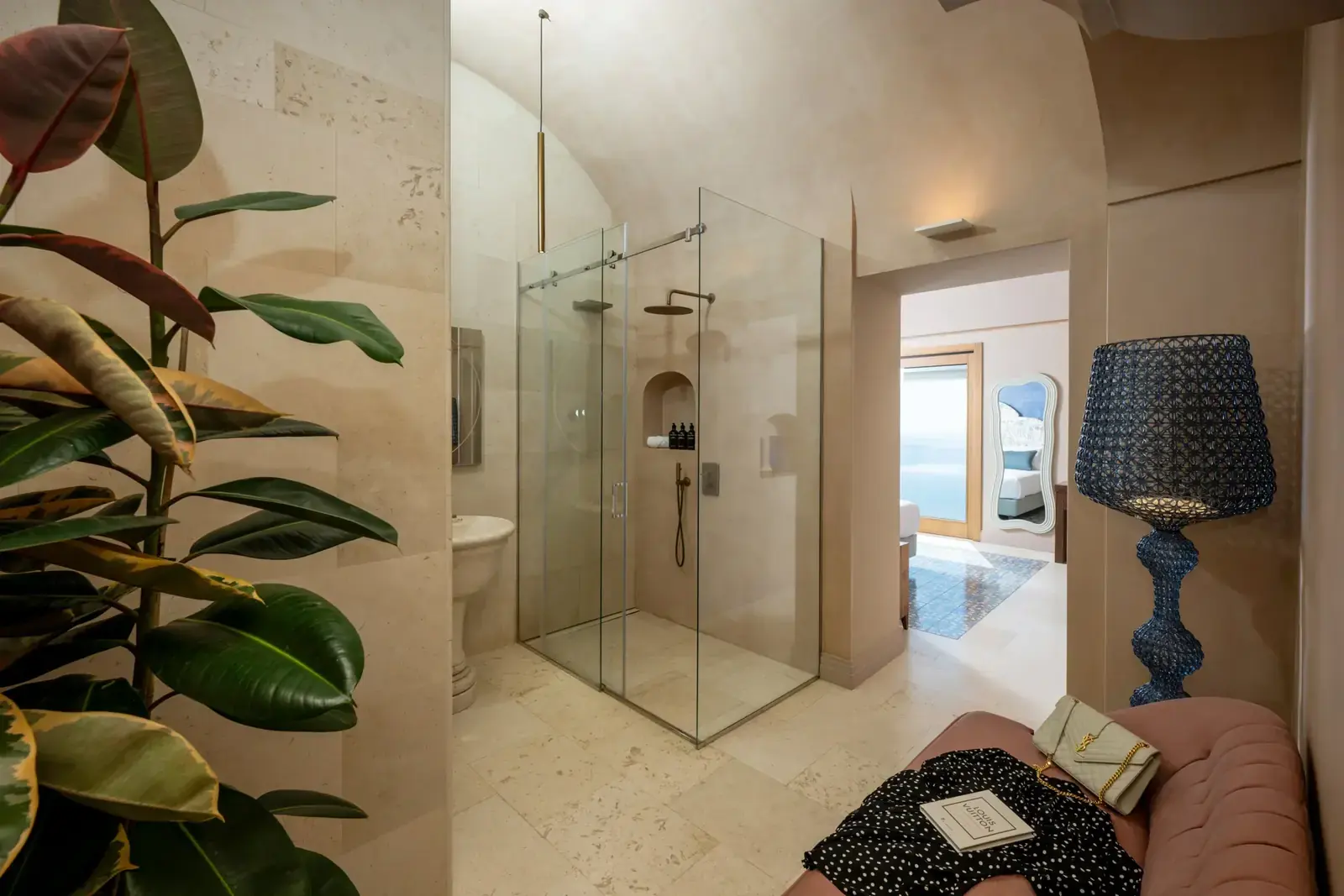 The bathroom and glass shower